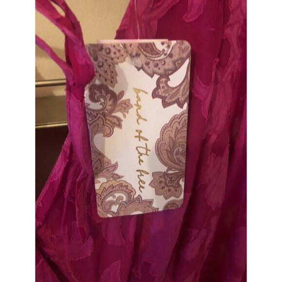 Band of Gypsies NWT Kiss Me Fuschia Peplum Boho Tie Back Mini Dress Size XS - Picture 7 of 13